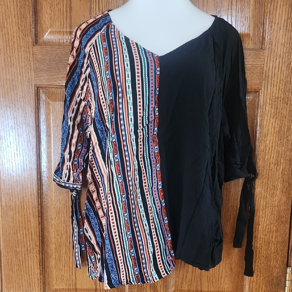 BloomChic Black and Striped Women's Blouse 18/20